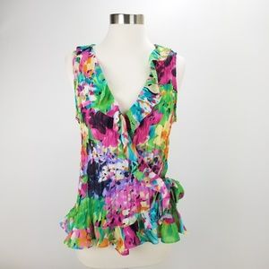 Sunny Leigh Wrinkle Wrap Blouse Size Large